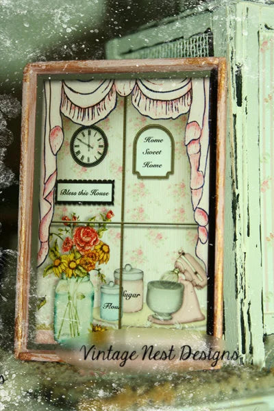 Faux Window No.2:1 Dollhouse Miniature Handmade Wooden Framed Art image 3