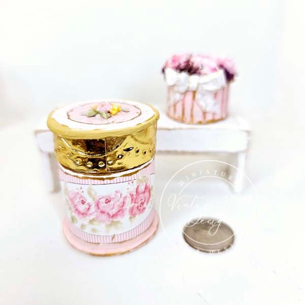 Hat Box No.85 Dollhouse Miniature Handmade for Dolls image 0