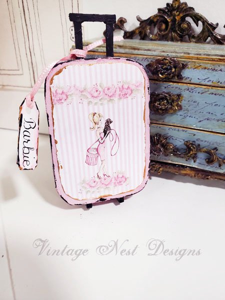 Vintage Barbie No.4:3 Luggage Suitcase Dollhouse Miniature Handmade image 3
