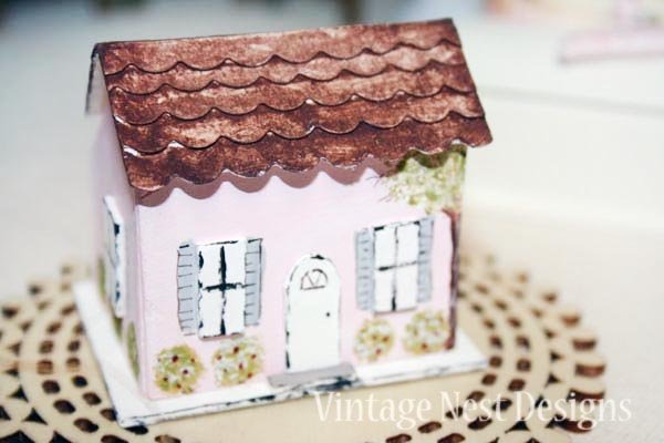 Putz Pink House No.9 Handmade Miniature image 0