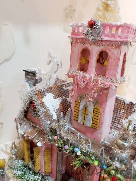 Putz Glitter Holiday House Victorian Mansion No.2 Handmade Miniature image 6