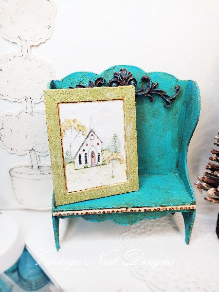 Church No.2:1 Dollhouse Miniature Handmade Wooden Framed Art image 5