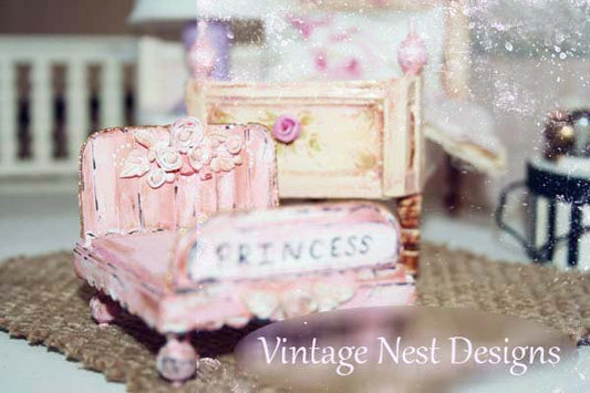 Pink Baby Doll Bed No.1 Handmade Dollhouse Miniature image 0