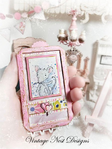 Mouse No.6:2 Dollhouse Miniature Handmade Wooden Framed Art image 4