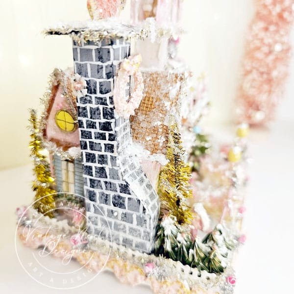 Miniature Christmas Victorian Mansion No.3 Putz Glitter Holiday Handmade One of a Kind image 9