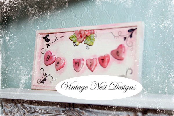 Be Mine Mini Hearts No.1 Dollhouse Miniature Handmade image 2