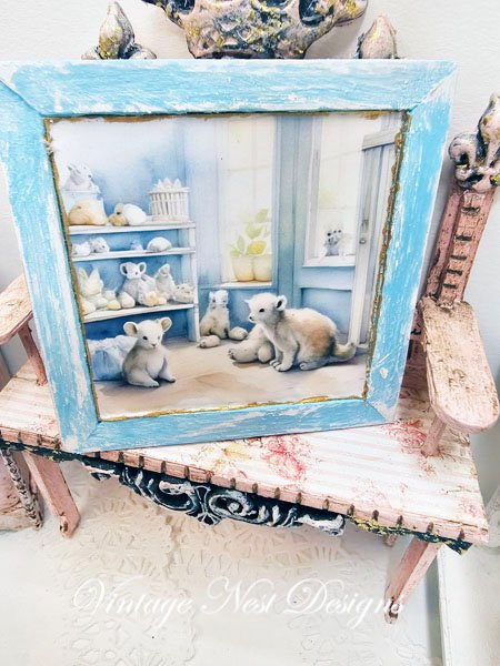 A Babies Room No.1:1 Dollhouse Miniature Handmade Wooden Framed Art image 4