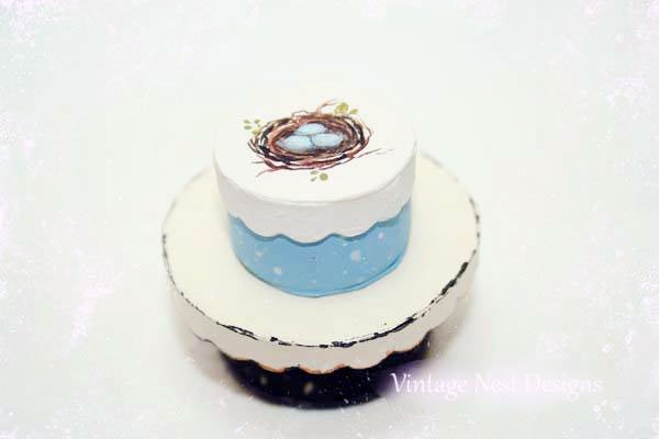 Bird Nest Box Round No.9 Dollhouse Miniature Handmade image 0