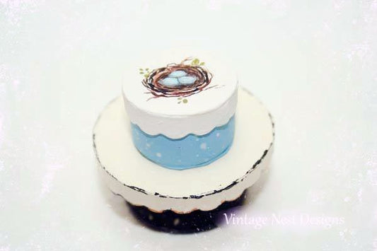 Bird Nest Box Round No.9 Dollhouse Miniature Handmade image 0