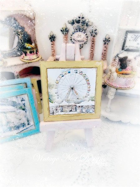 Carnival Fair No.1:1 Dollhouse Miniature Handmade Wooden Framed Art image 4