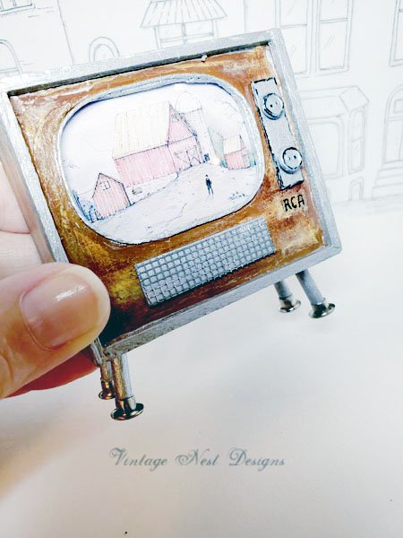 Retro TV No.1 Dollhouse Miniature Handmade image 1