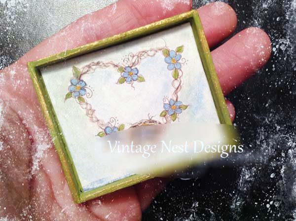 Bird Nest No.21:1 Dollhouse Miniature Handmade Wooden Framed Art image 1