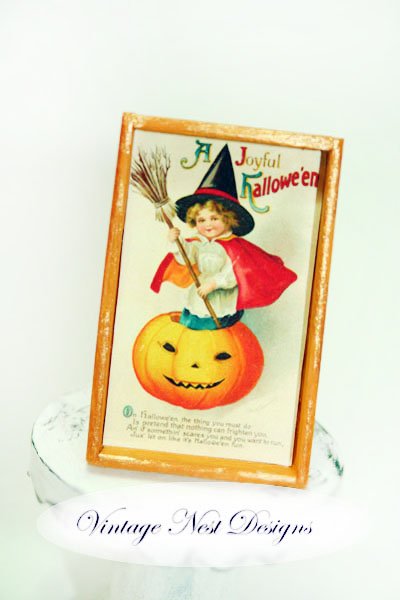 Halloween Mini No.1:1 Dollhouse Miniature Handmade Wooden Framed Art image 0