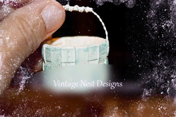 Blue Basket No.2 Dollhouse Miniature Handmade image 2