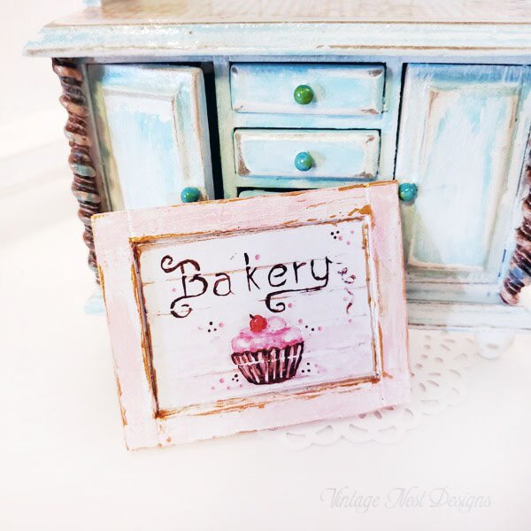Bakery Sign No.1:3 Dollhouse Miniature Handmade image 0