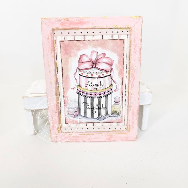 Beauty Essentials No.1:2 Dollhouse Miniature Handmade Wooden Framed Art image 0