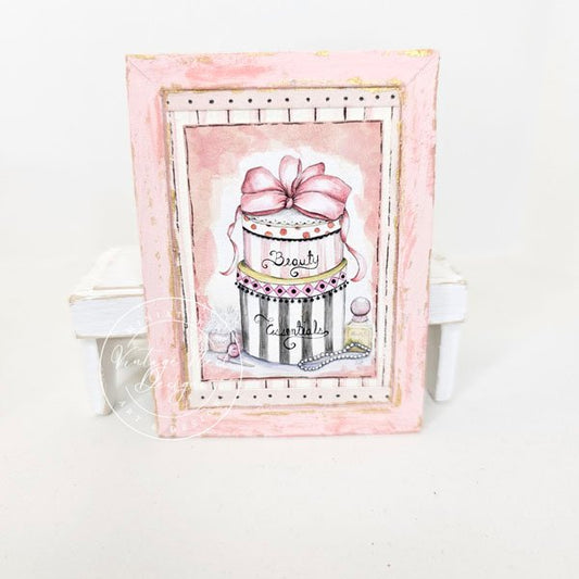 Beauty Essentials No.1:2 Dollhouse Miniature Handmade Wooden Framed Art image 0