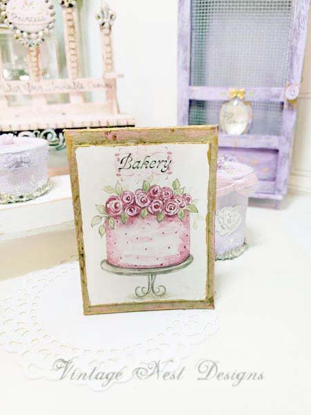 Cake No.7:9 Dollhouse Miniature Handmade framed Art image 0