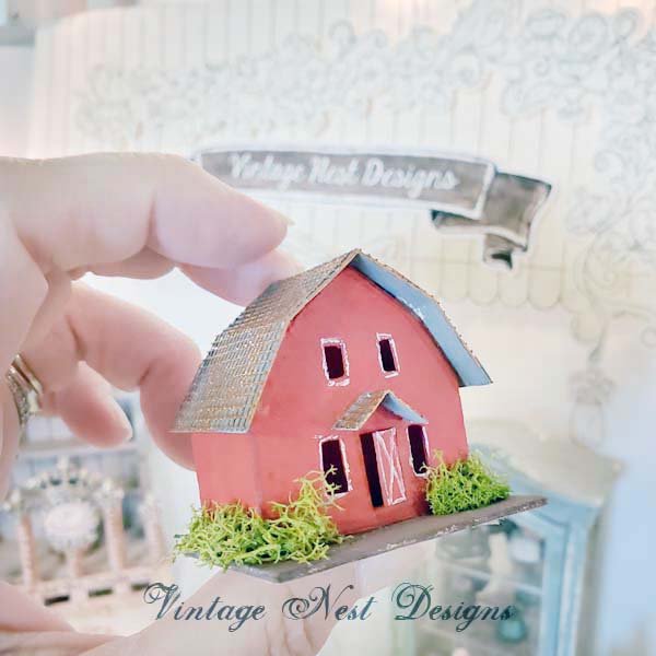 Putz Red Barn No.4 Handmade Miniature image 3