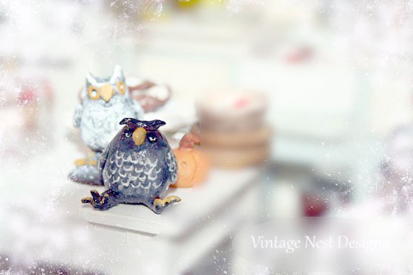 Porcelain Owl No.6 Dollhouse Miniature Handmade One of a Kind image 0