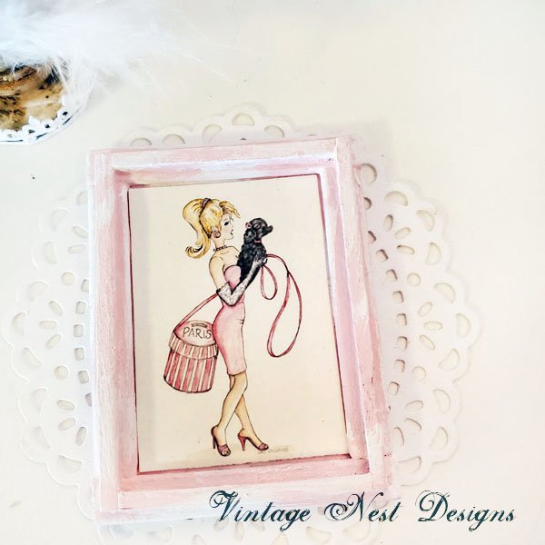 Barbie Shopping No.4:4 Dollhouse Miniature Handmade Wooden Framed Art image 2