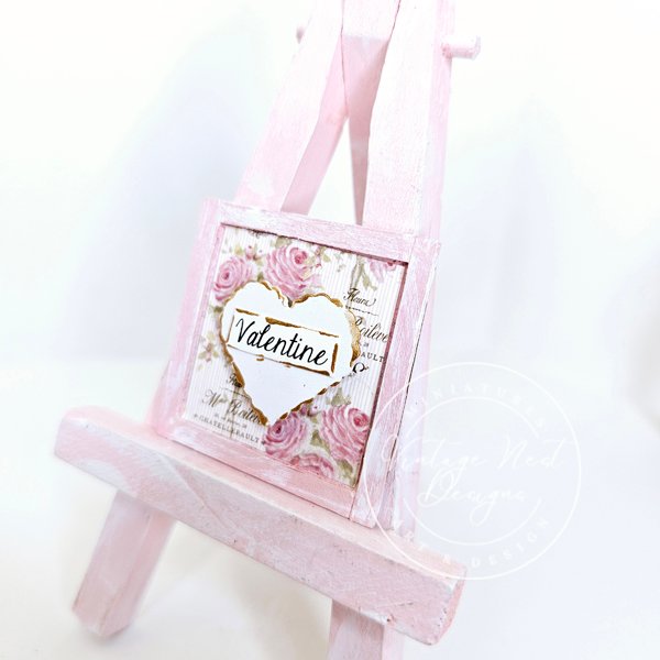 Valentine Lace Heart No.4 Dollhouse Miniature Handmade Framed Art image 1