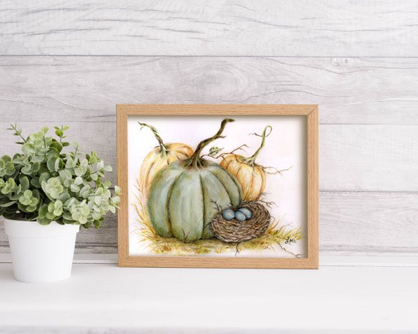 Pumpkin Patch No.4 Digital Prints Watercolor Painting image 4