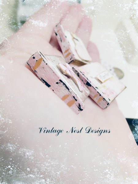 Shabby Book Set No.1 Handmade Miniatures for Dollhouse image 2