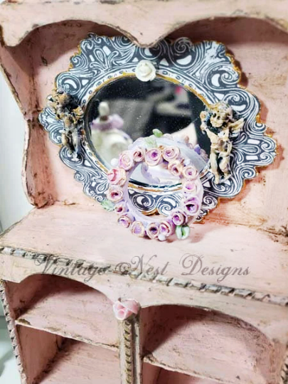 Shabby Lavender Roses Wreath No.1 Dollhouse Miniature Handmade image 1