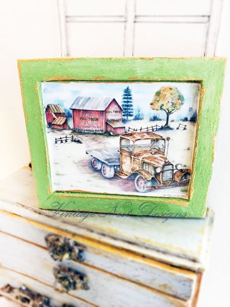 Model A Truck No.1:1 Dollhouse Miniature Handmade Wooden Framed Art image 1