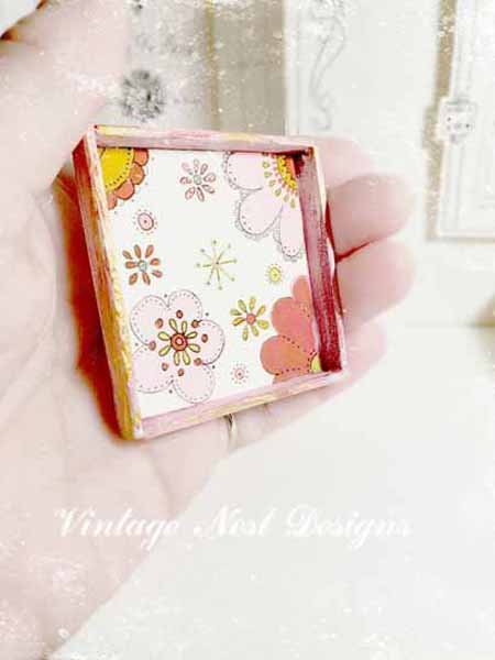 Valentine Flowers No.1 Dollhouse Miniature Handmade Framed Art image 1