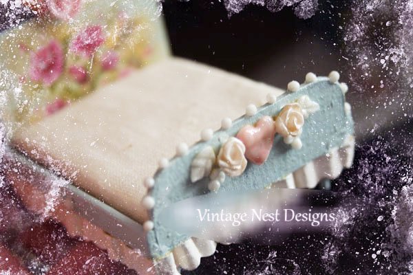 Blue Baby Doll Bed No.2 Handmade Dollhouse Miniature image 3