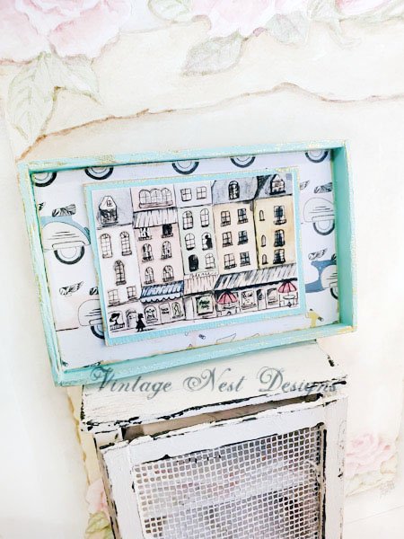 Paris Shopping in the City No.1:5 Dollhouse Miniature Handmade Wooden Framed Art image 0