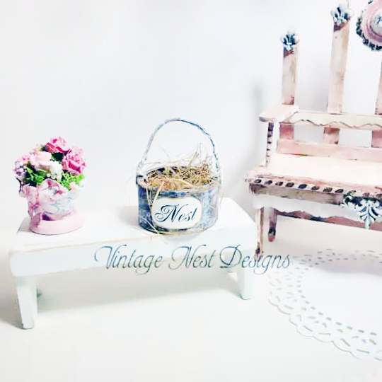 Bird Nest Basket No.3 Dollhouse Miniature Handmade image 3