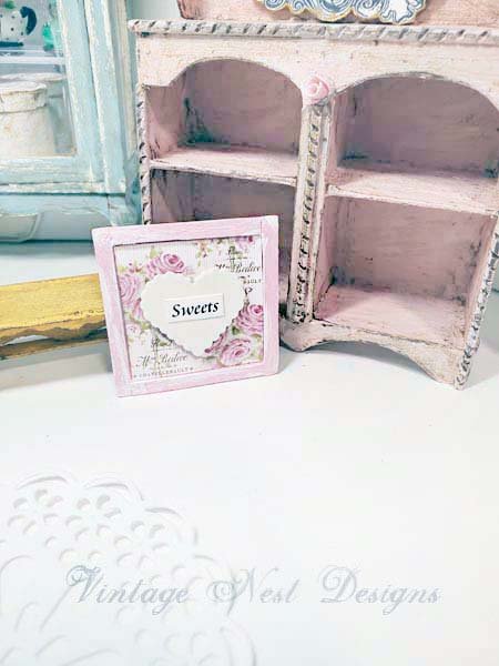 Valentine Sweets No.1 Dollhouse Miniature Handmade Framed Wooden Art image 1