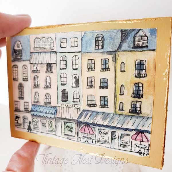 Paris Shopping in the City No.1:4 Dollhouse Miniature Handmade Framed Art image 1