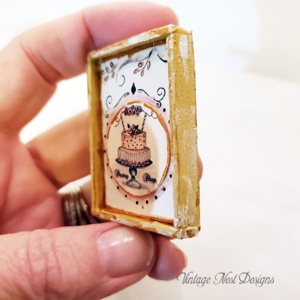 Bakery Sign No.5:1 Dollhouse Miniature Handmade Wooden Framed Art image 2
