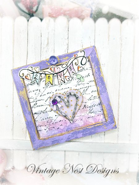 Valentine Heart No.4:2 Dollhouse Miniature Handmade Framed Art image 3