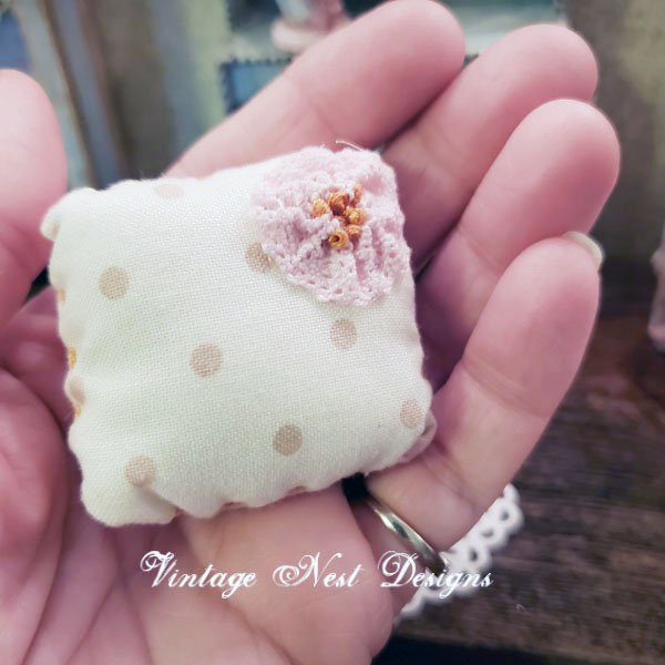 Pillow No.7 Dollhouse Miniature Handmade image 2