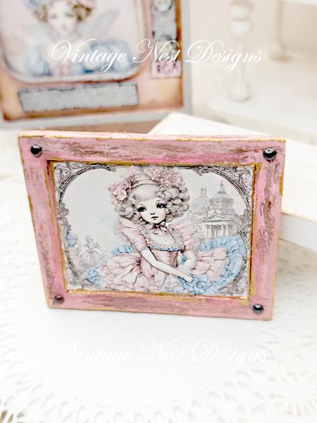 Young Marie No.1:1 Dollhouse Miniature Handmade Framed Art image 2
