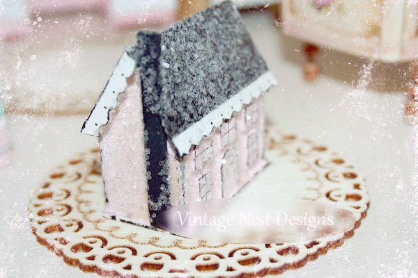 Pink Glittered House No.4 Handmade Miniature image 1