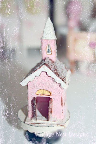 Pink Putz Church No.2 Handmade Miniature image 3