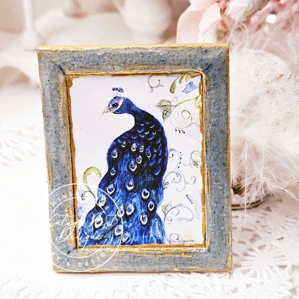 Peacock No.1:3 Dollhouse Miniature Handmade Wooden Framed image 5