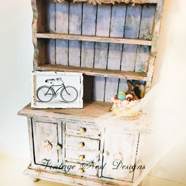 French Paris Style Bicycle No.1 Dollhouse Miniature Handmade Wooden Framed Art image 2