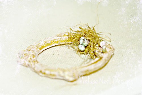 Porcelain Bird Nest Frame No.1 Dollhouse Miniature Handmade image 1