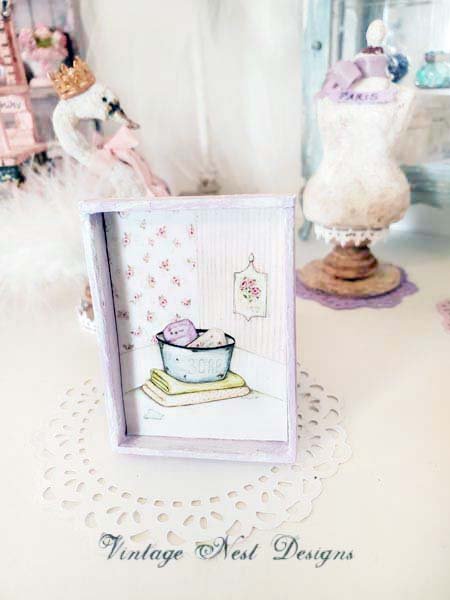 Bath Soaps No.1:1 Dollhouse Miniature Handmade Wooden Framed Art image 0