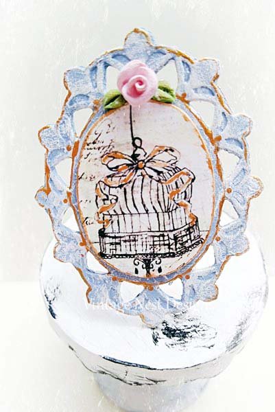 Bird Cage No.2:3 Dollhouse Miniature Handmade Framed Art image 0