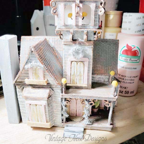 Victorian Mansion Putz Glitter Holiday Dollhouse House No.1 Handmade image 15