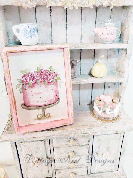 Cake No.7:8 Dollhouse Miniature Handmade Wooden Framed Art image 5