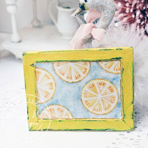 Lemons No.2:1 Dollhouse Miniature Handmade Wooden Framed Art image 0